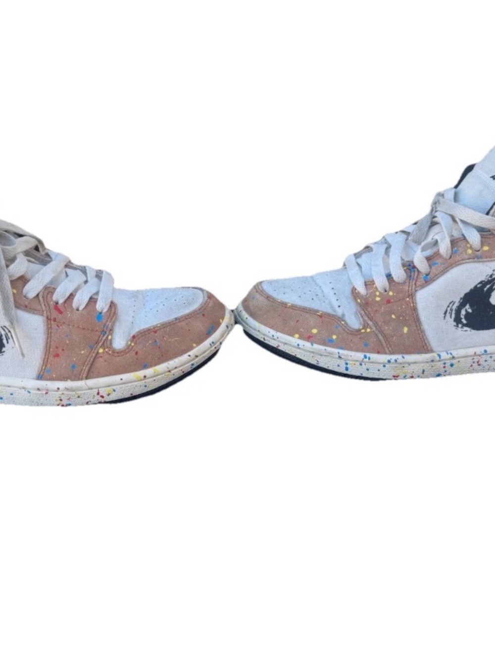 Nike High-Top Sneakers in Light Blue and Tan with Multicolor Speckle - Picture 3 of 4